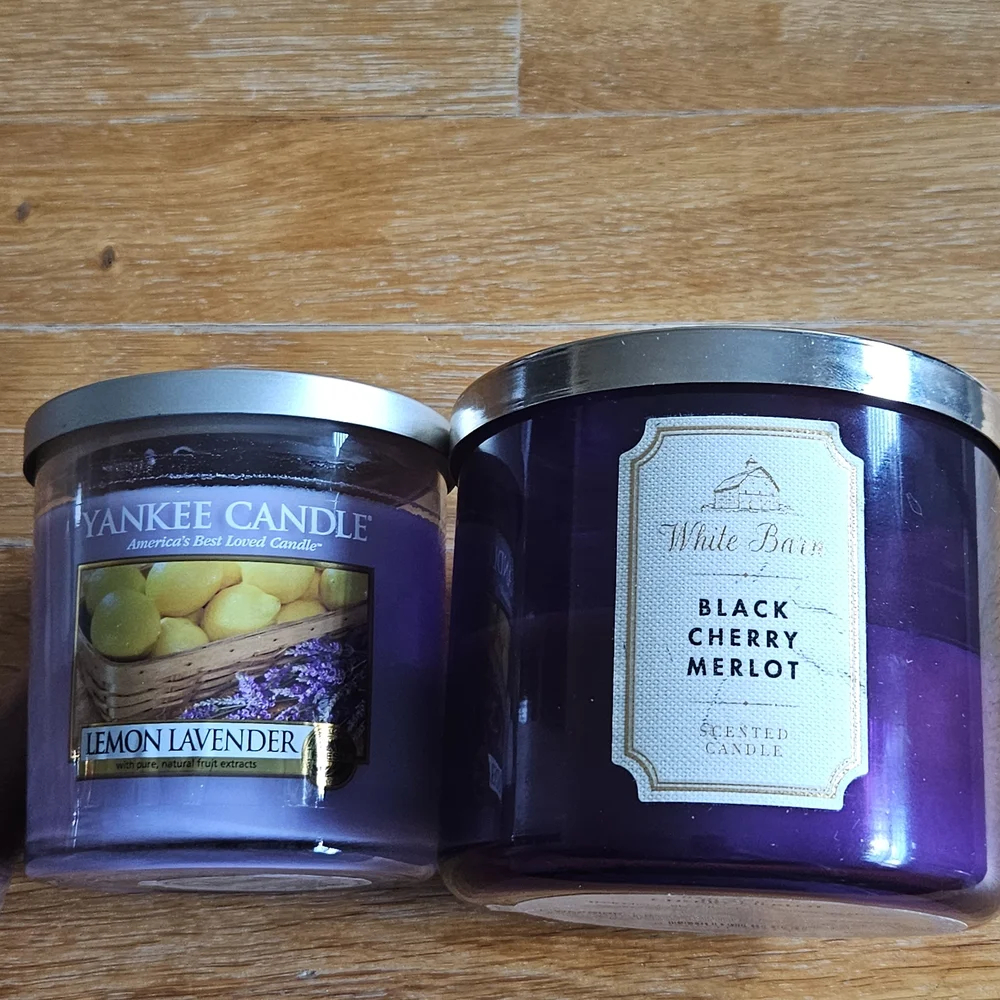 Yankee Candle Lemon Lavender and White Barn Black Cherry Merlot  Candle Set